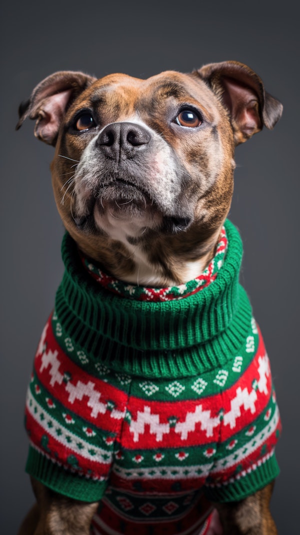 Festive Dog in Sweater