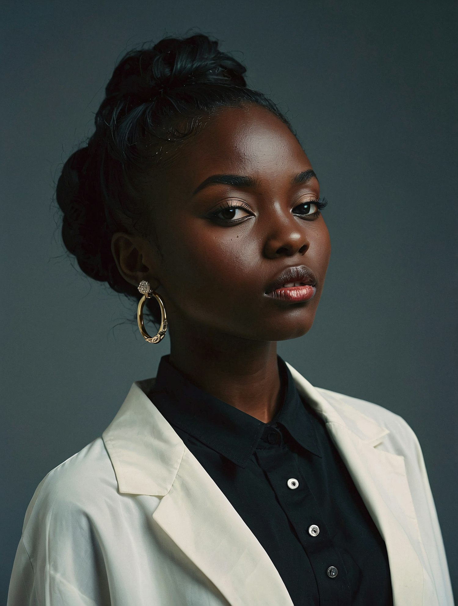 Elegant Woman in White Blazer