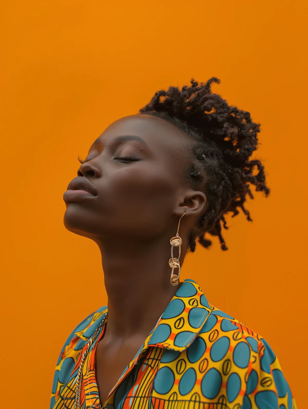 Elegant Woman Against Vibrant Orange