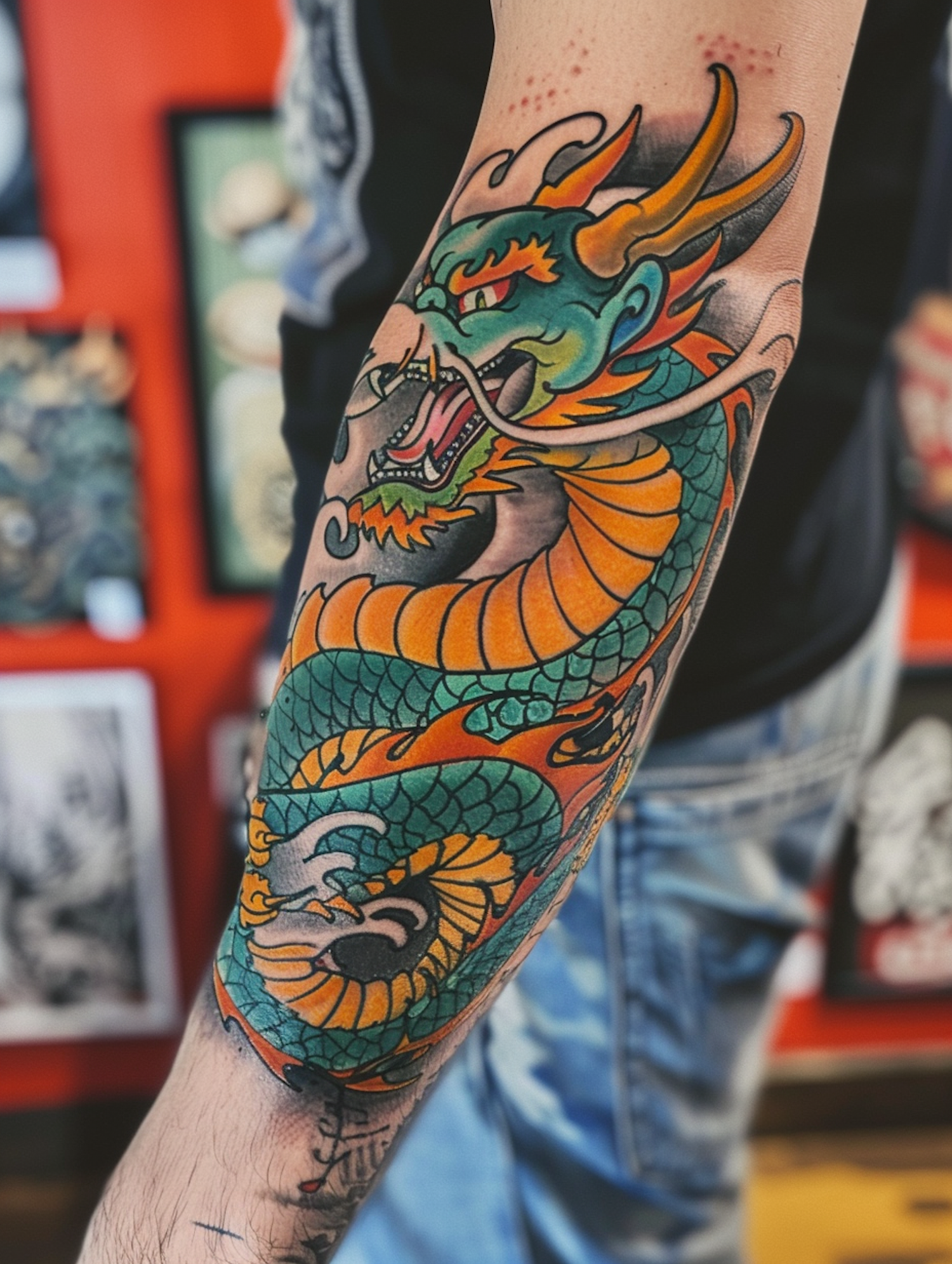 Elaborate Dragon Tattoo on Forearm