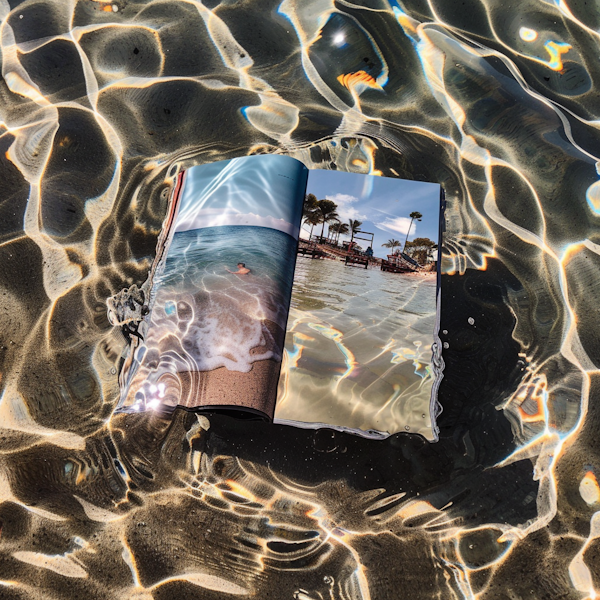 Submerged Magazine with Seaside Imagery