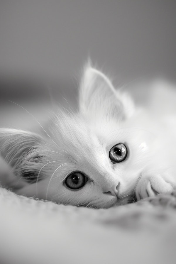 Monochromatic Kitten Portrait