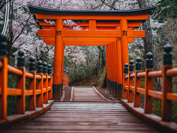 Traditional Japanese Torii Gate Pathway