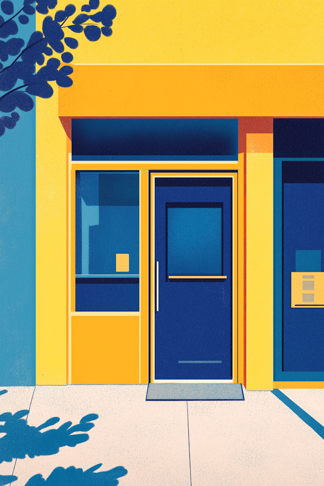 Stylized Storefront with Bold Colors