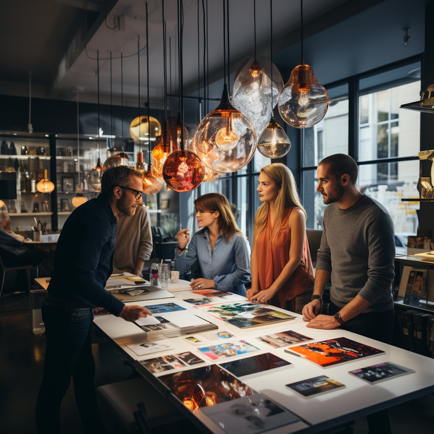 Creative Team Collaboration in a Stylish Workspace