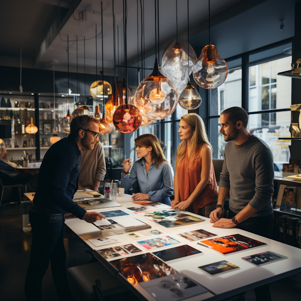 Creative Team Collaboration in a Stylish Workspace