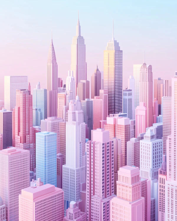 Pastel City Skyline