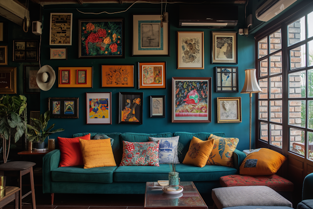 Artistic Teal Living Room