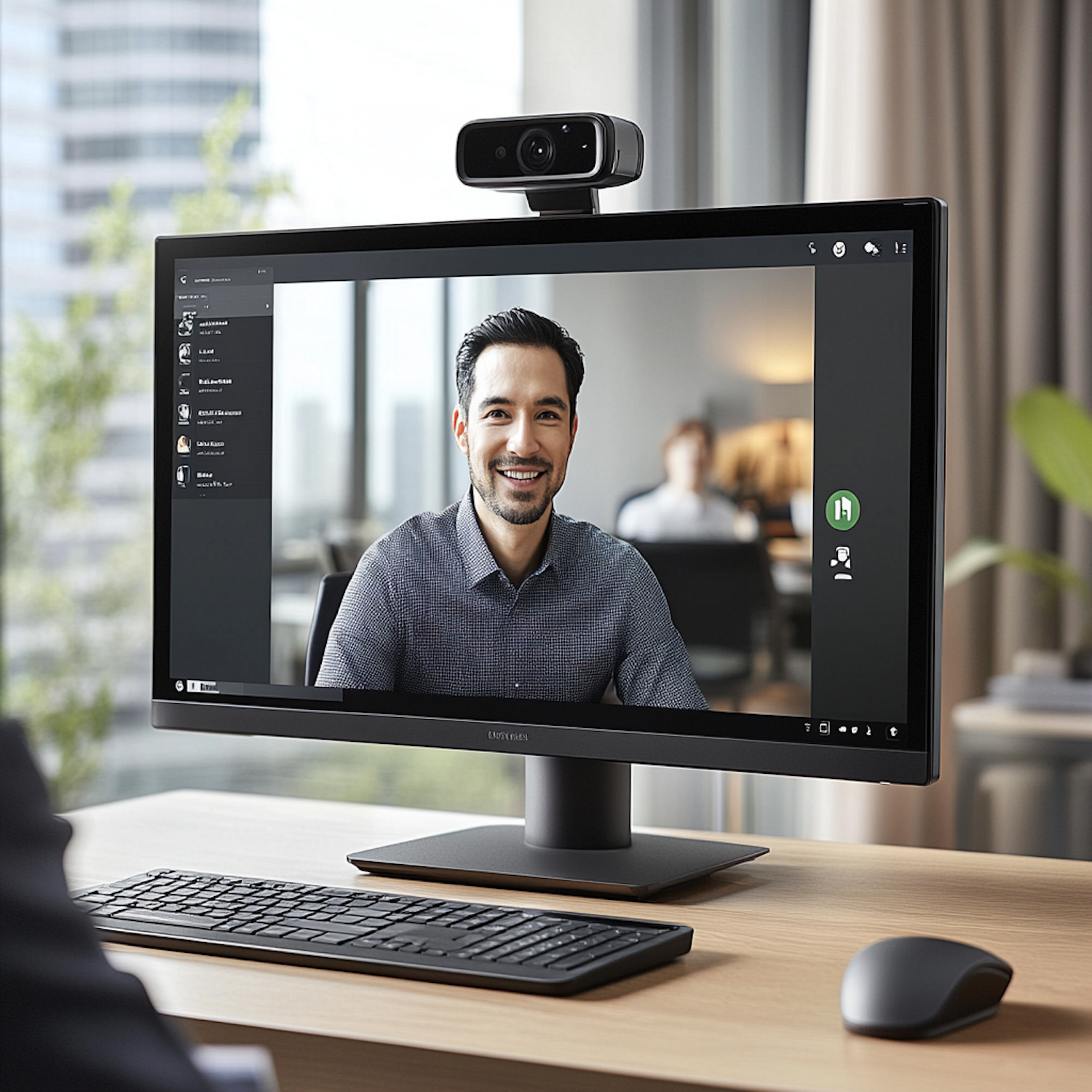 Virtual Meeting in a Modern Office