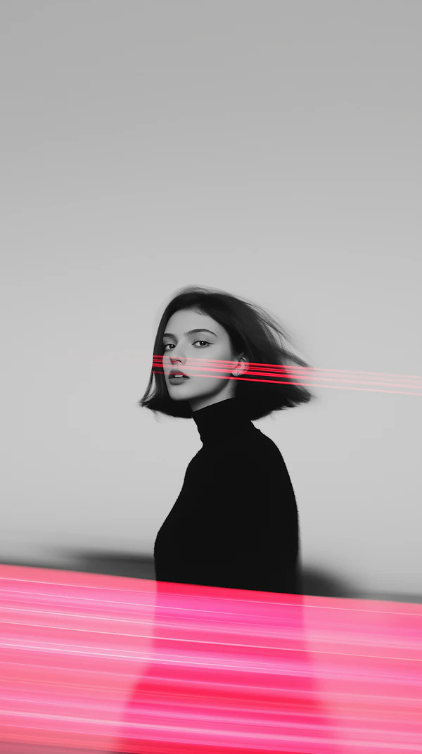 Woman with Red Light Streak