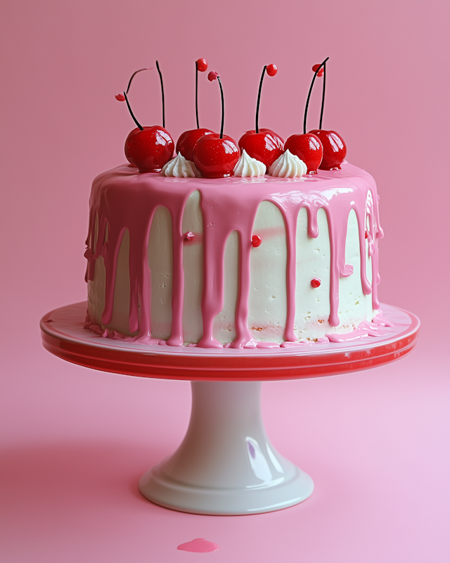 Decorated Cake with Cherries