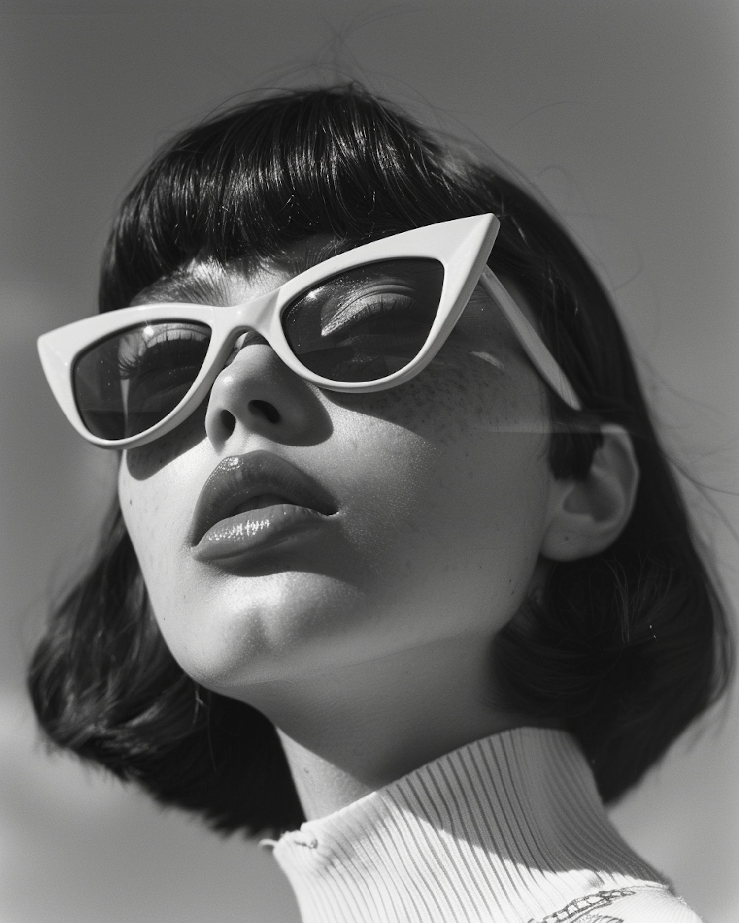 Classic Portrait of Woman with Cat-Eye Sunglasses