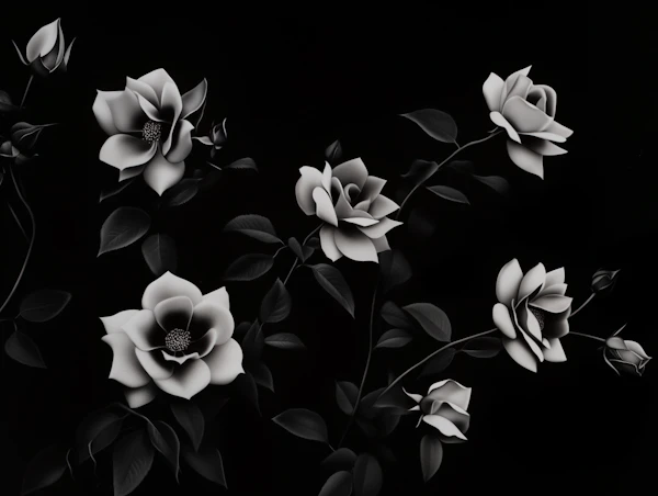 White Roses on Black