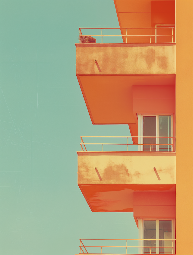 Modern Building with Colorful Balconies