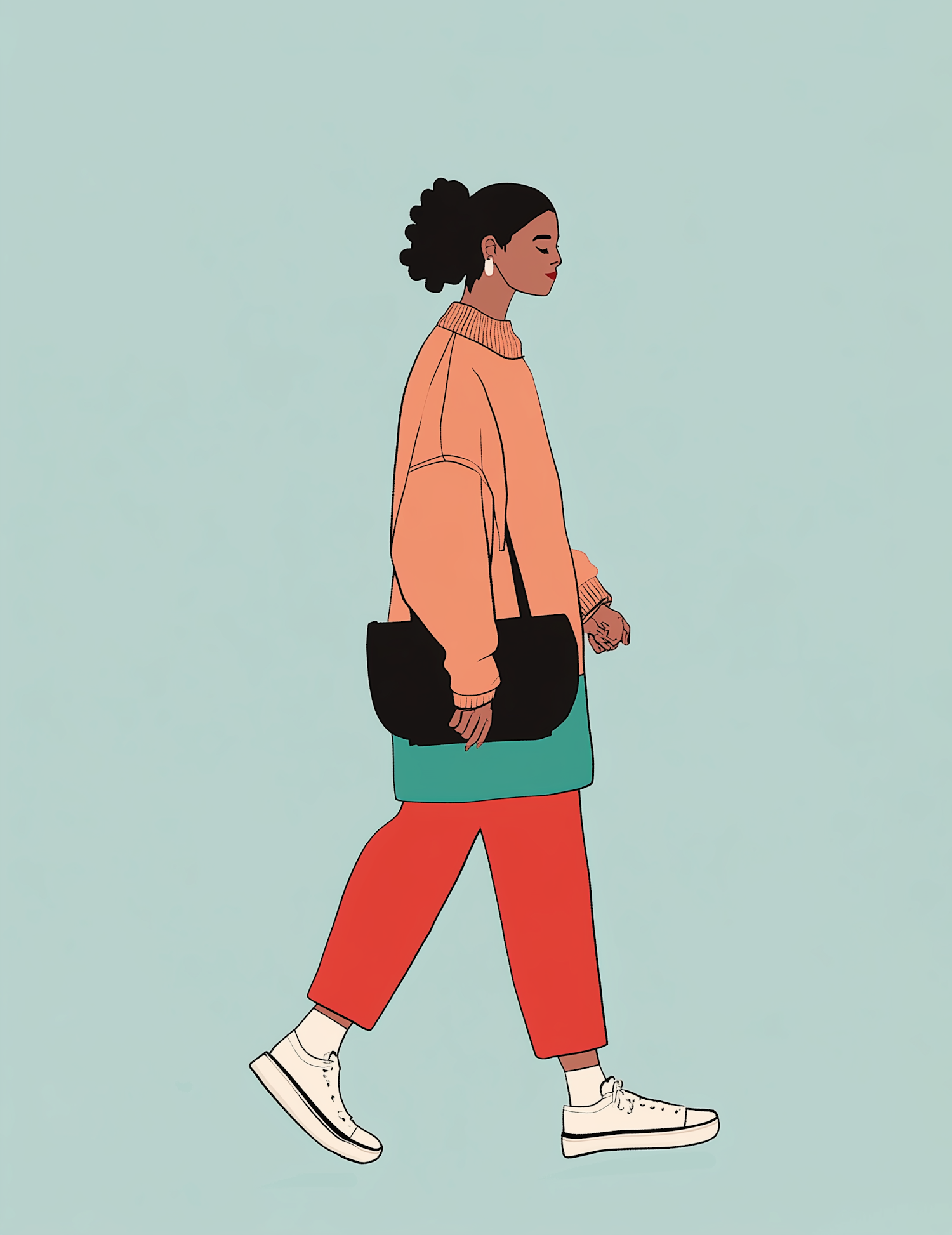 Serene Stroll - Illustration of a Walking Woman