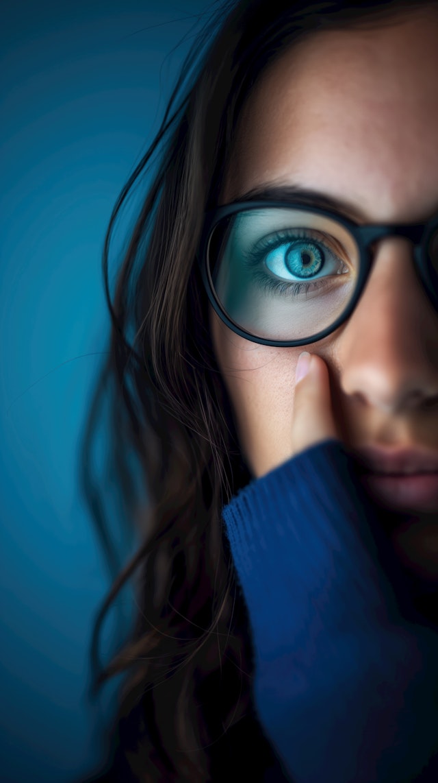 Close-up of Person's Face with Blue Eye