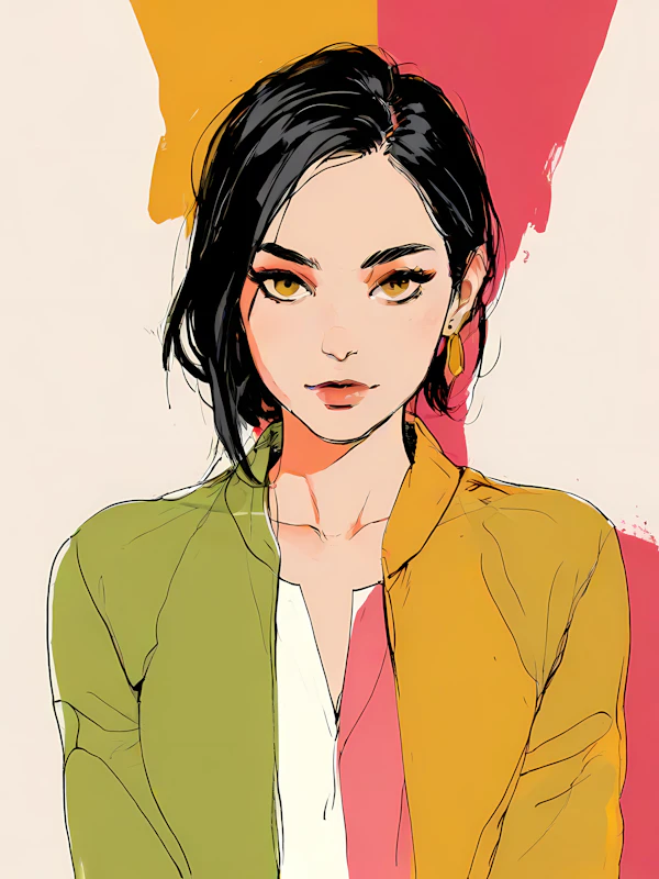 Stylized Portrait with Bold Colors