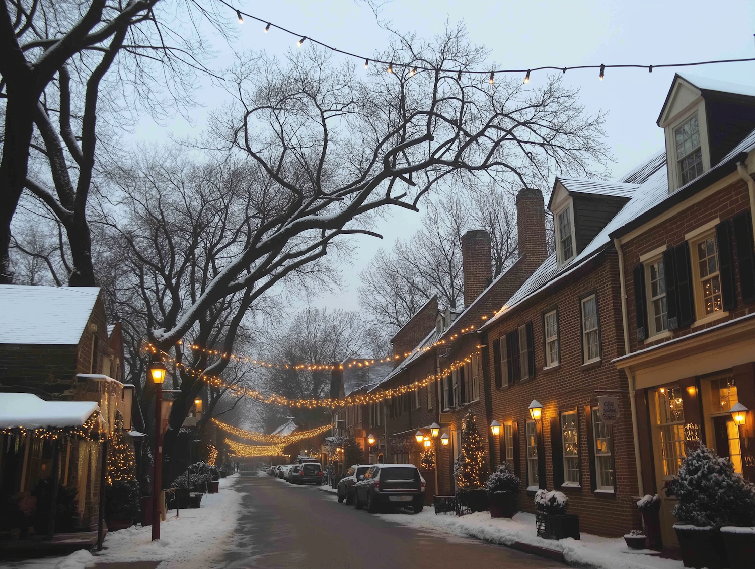 Charming Snow-Covered Street