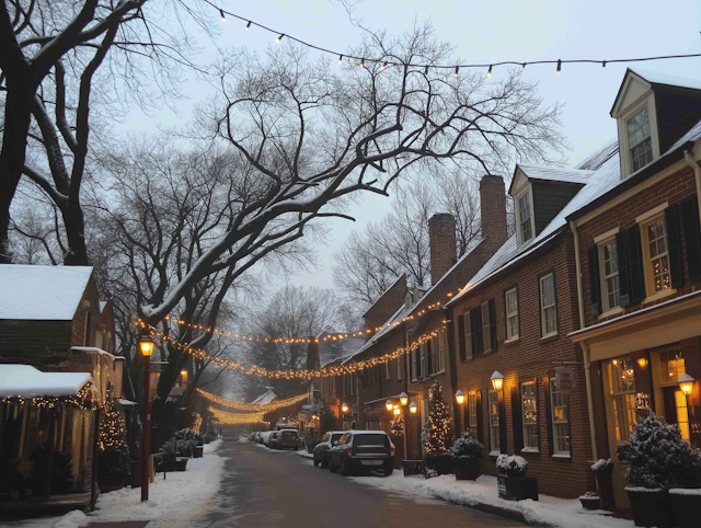 Charming Snow-Covered Street