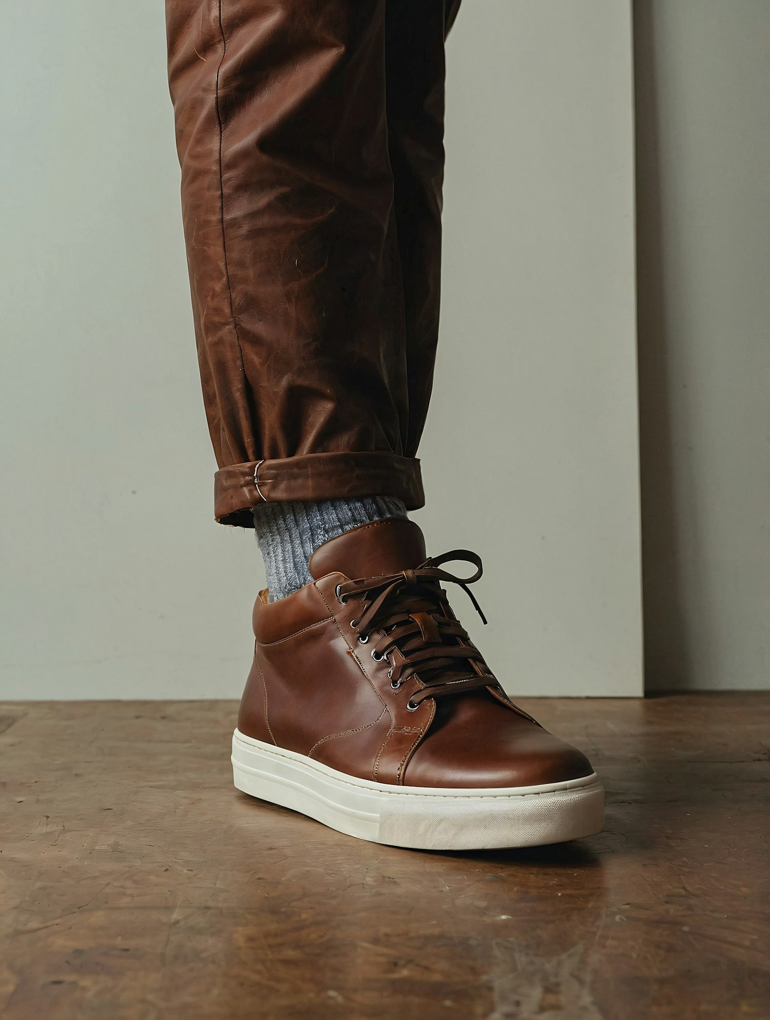 Stylish Brown Leather Sneaker