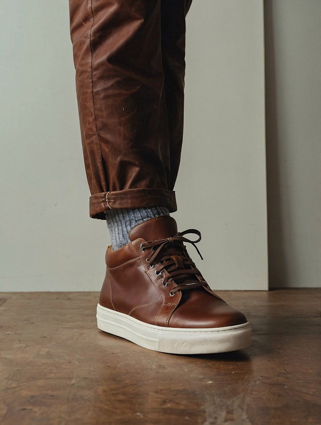 Stylish Brown Leather Sneaker