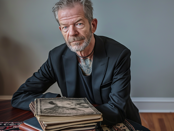 Serious Mature Man with Books