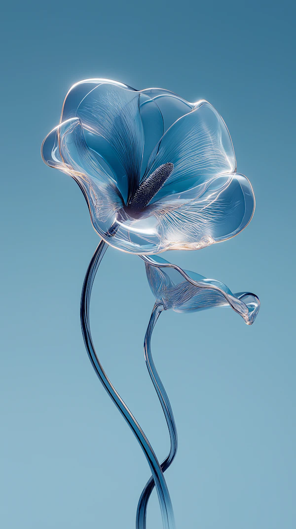 Glowing Blue Flower Art