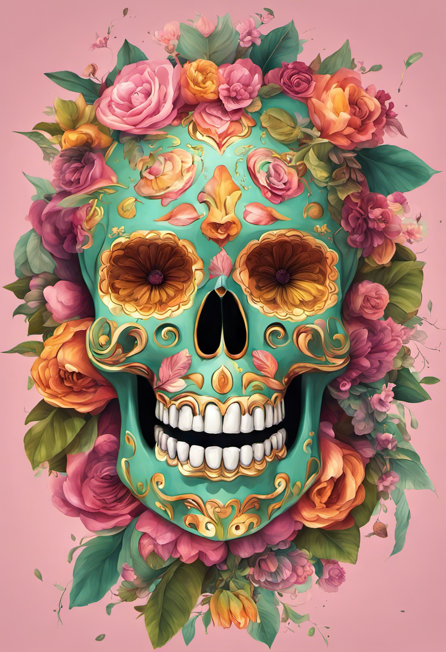 Colorful Sugar Skull Illustration