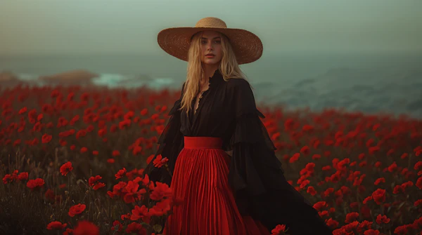 Woman in Poppy Field