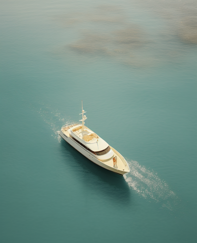 Tranquil Voyage: Luxury Yacht on Teal Waters