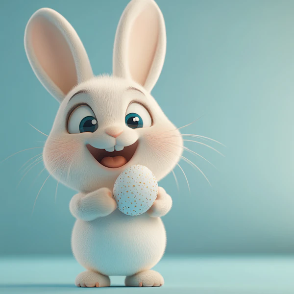 Cheerful Bunny with Egg