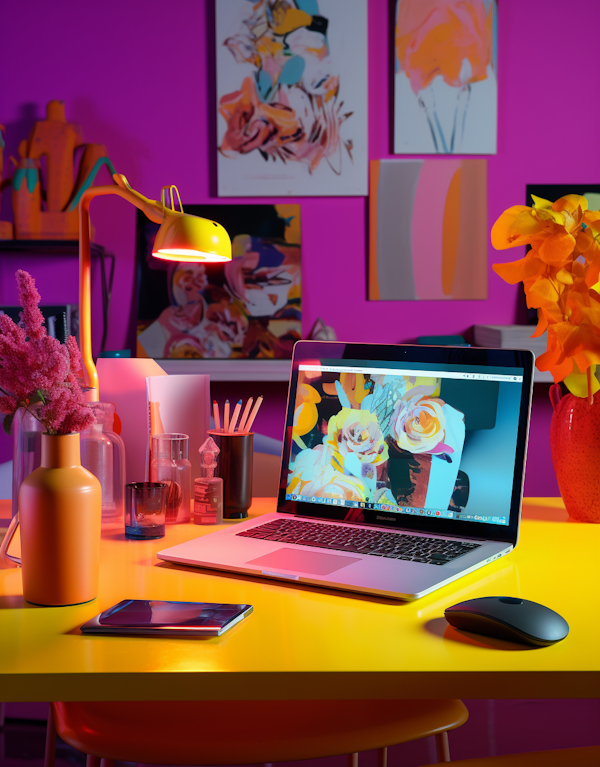 Colorful Creative Tech Workspace