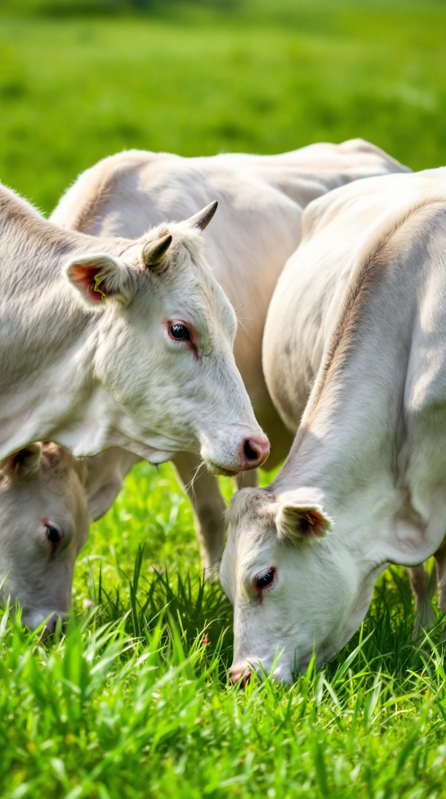 Cows Grazing in a Green Field