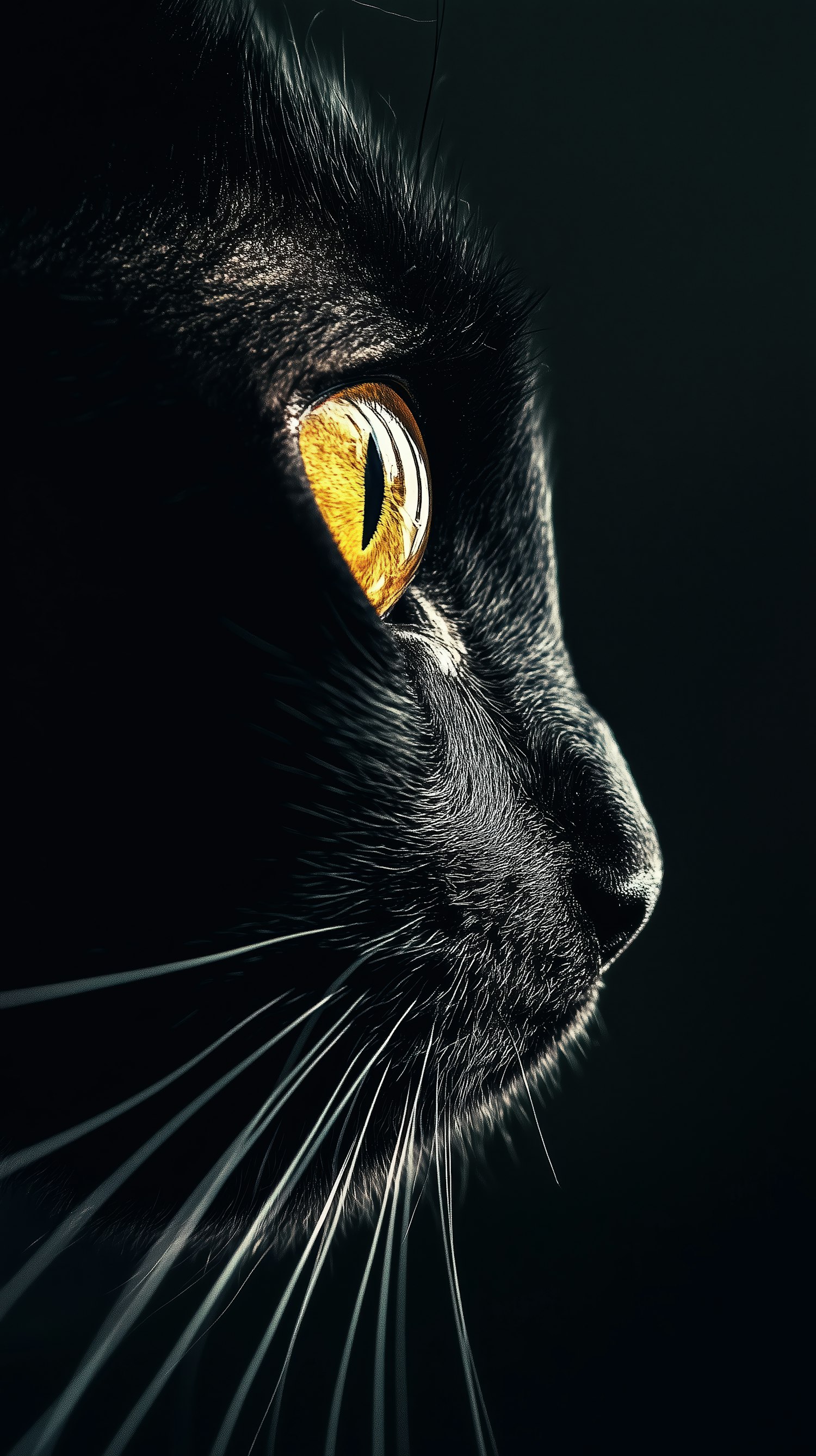 Close-up Profile of a Black Cat