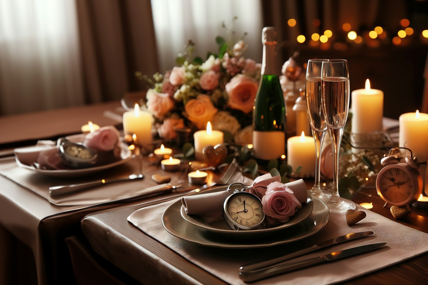 Romantic Candlelit Dining Table Setting