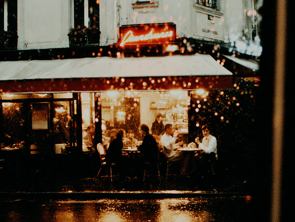 Rainy Evening Café Scene