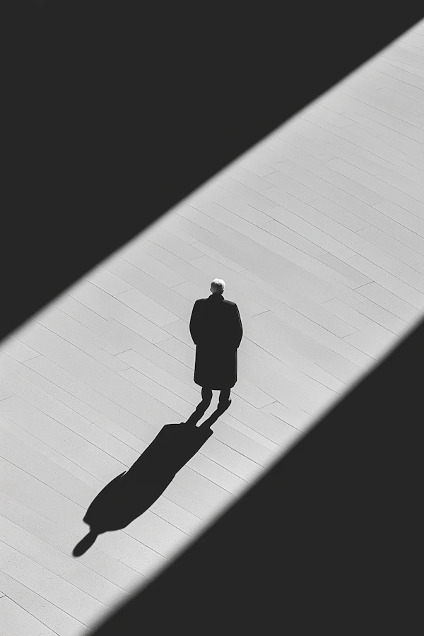 Solitary Figure in Light and Shadow