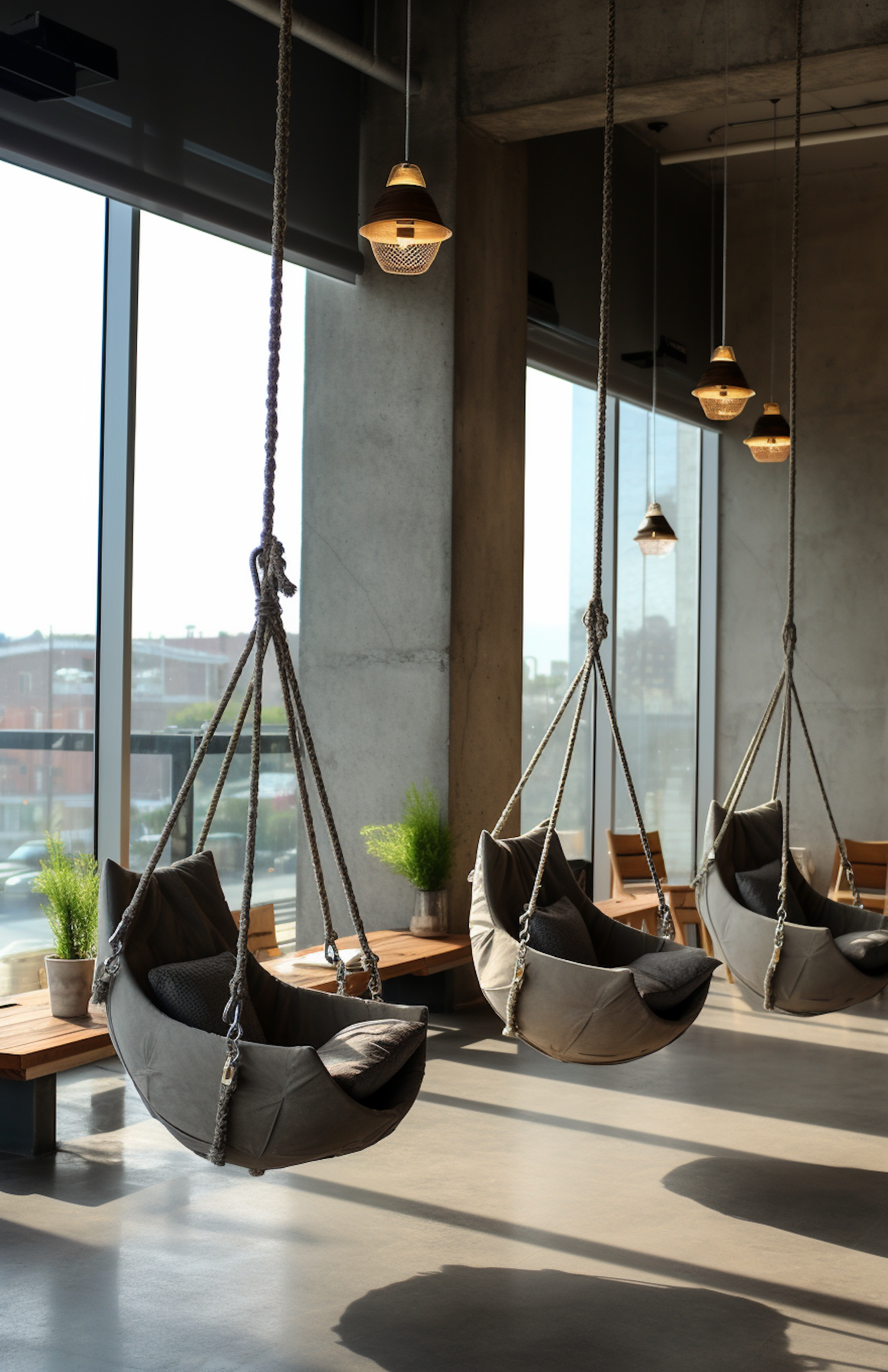 Industrial Chic Hanging Chair Lounge