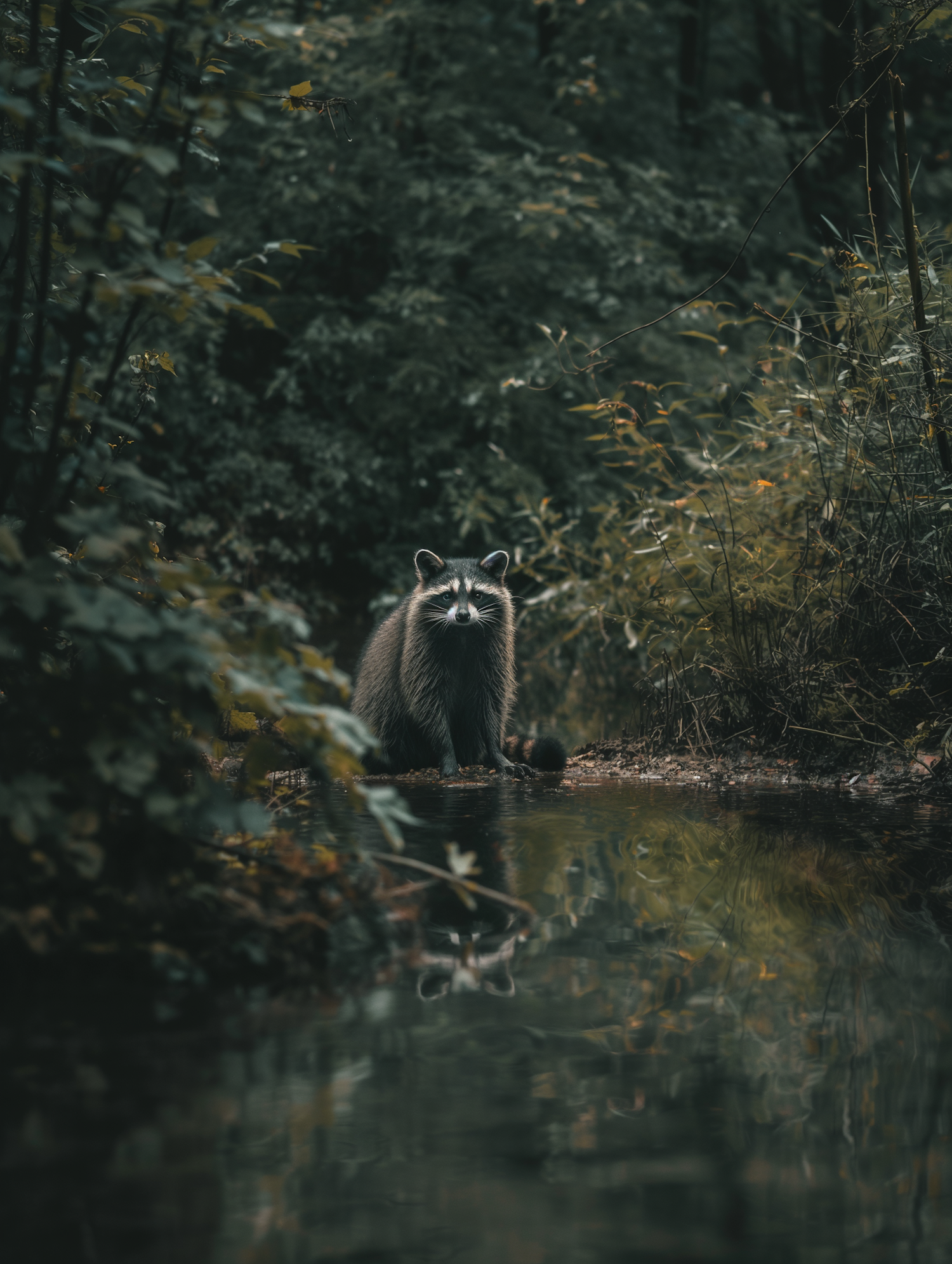 Curious Raccoon by the Water