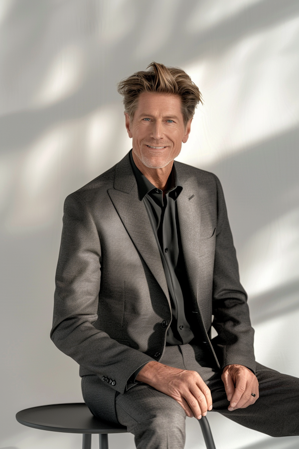 Mature Man in Grey Suit