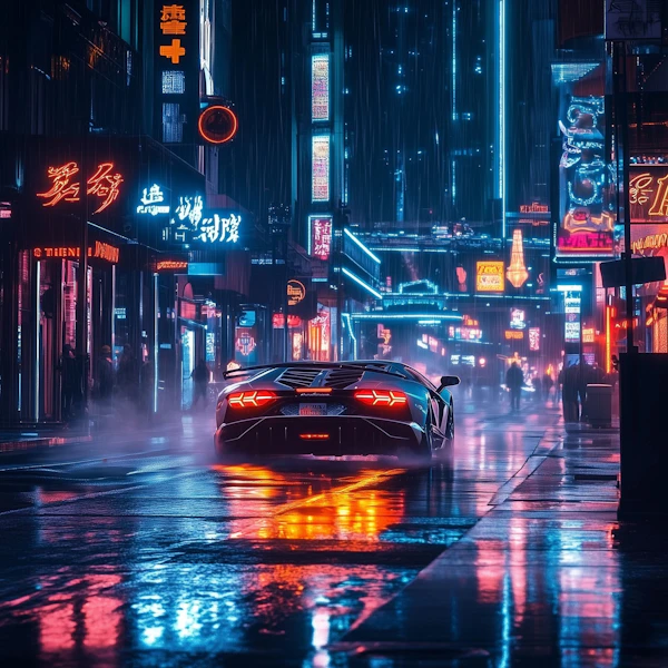 Futuristic Neon Car Scene