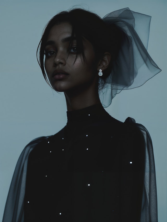 Elegant Woman with Starry Outfit