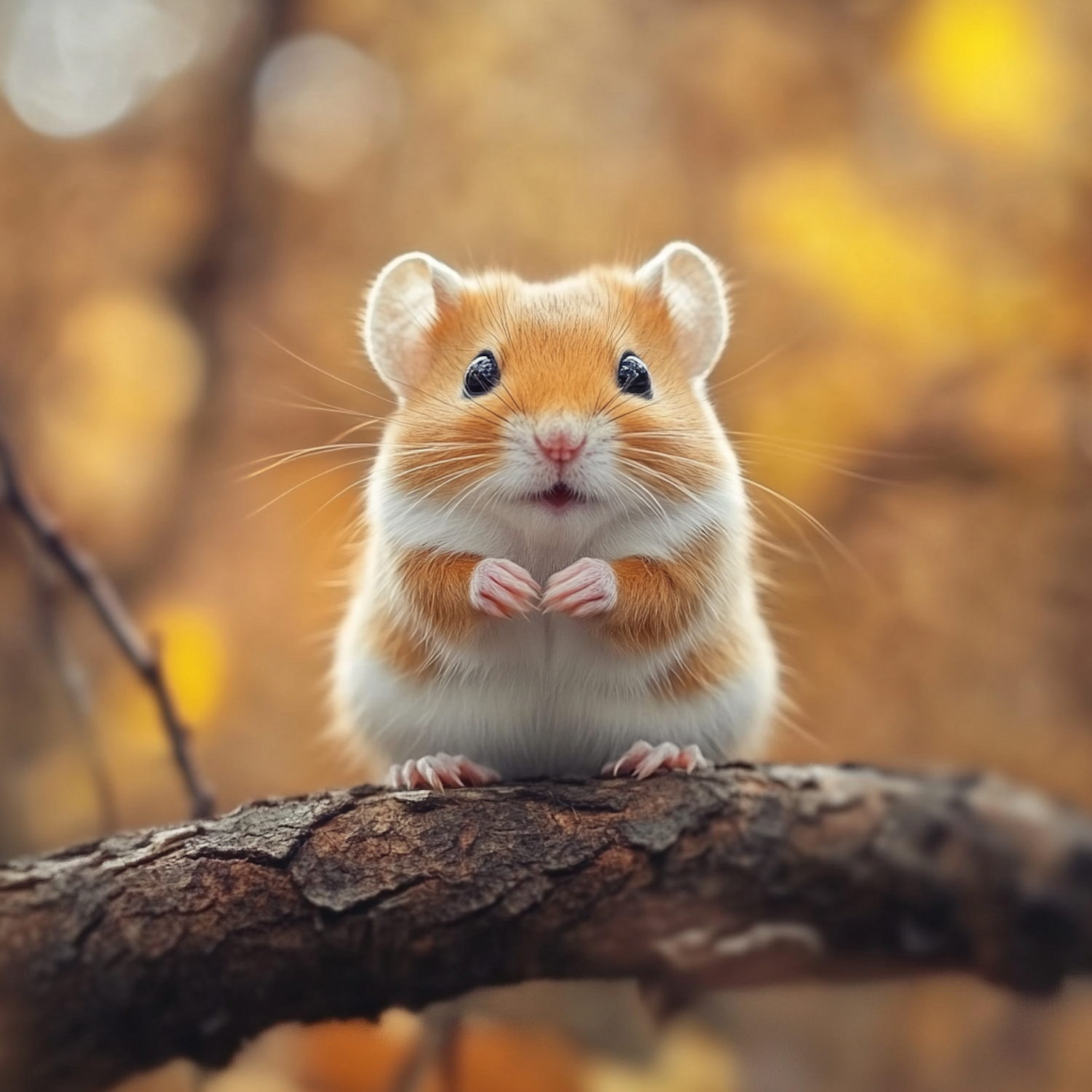 Adorable Hamster on Branch