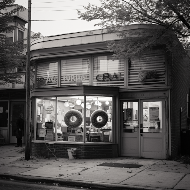 Vintage Craft Shop Corner with Doughnut Sculptures