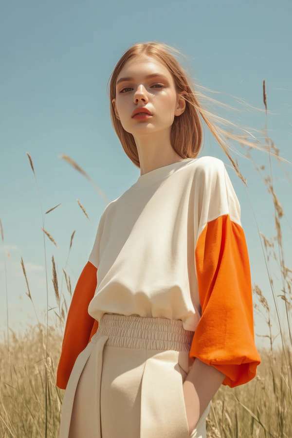 Woman in Field of Tall Grass