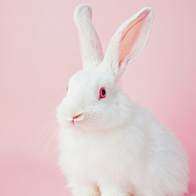 White Rabbit on Pink Background