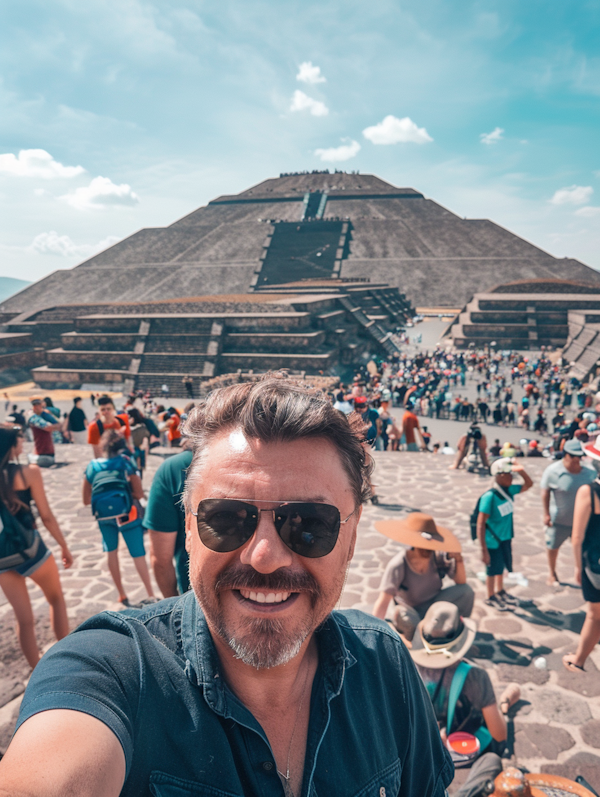 Smiling Man Selfie at Pyramid of the Sun