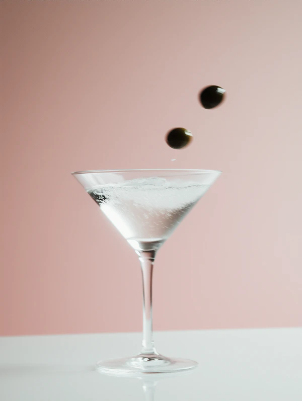Martini Glass with Olives