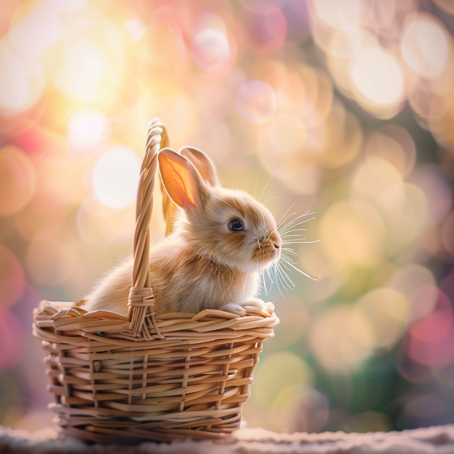 Serene Bunny in Woven Basket