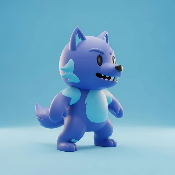 Cartoonish Blue Wolf